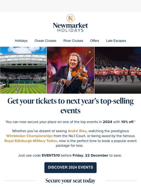 Newmarket Holidays Launching today 10 off 2024 events Milled