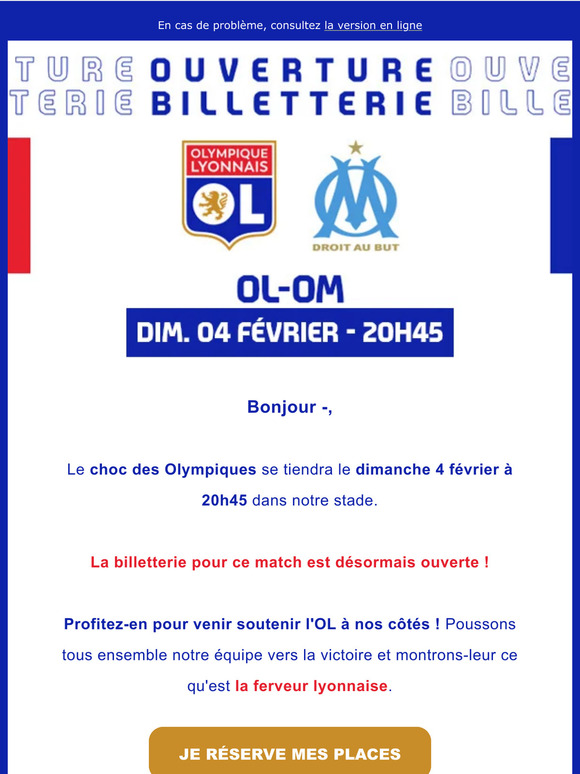 Boutique Officielle Olympique Lyonnais Ol Om Ouverture Billetterie