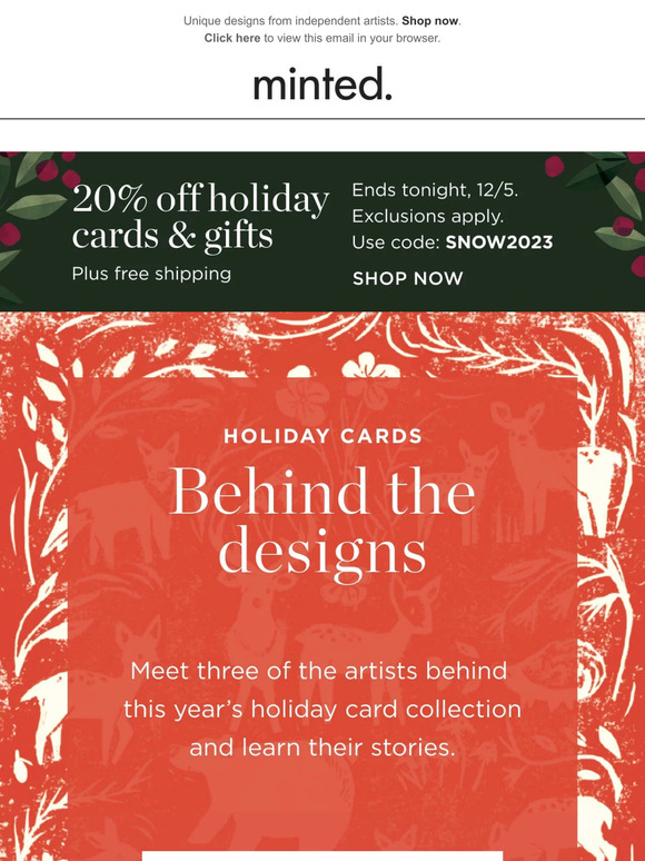 20% off holiday cards + meet three artists behind the designs