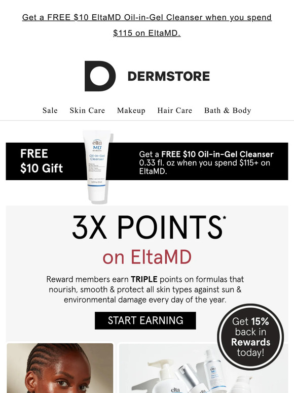 NOW: 3x points on EltaMD's year-round SPF