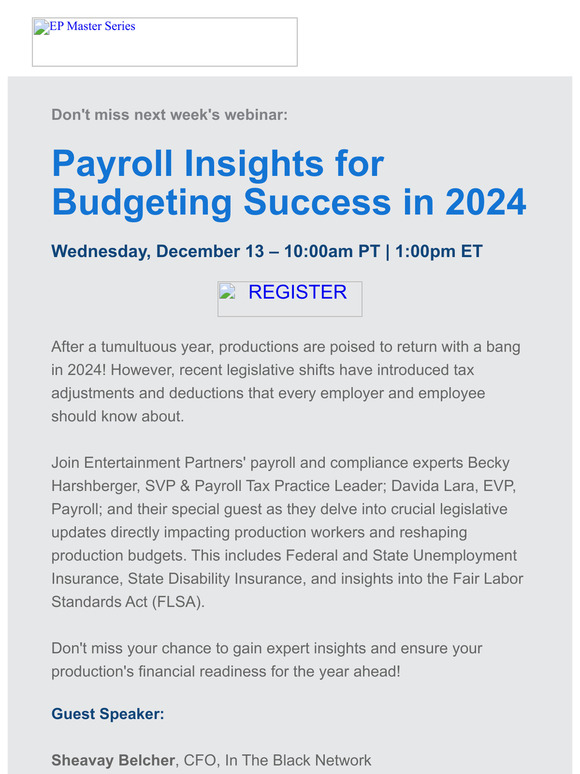 Entertainment Partners: Master Series | Payroll Insights for Budgeting ...