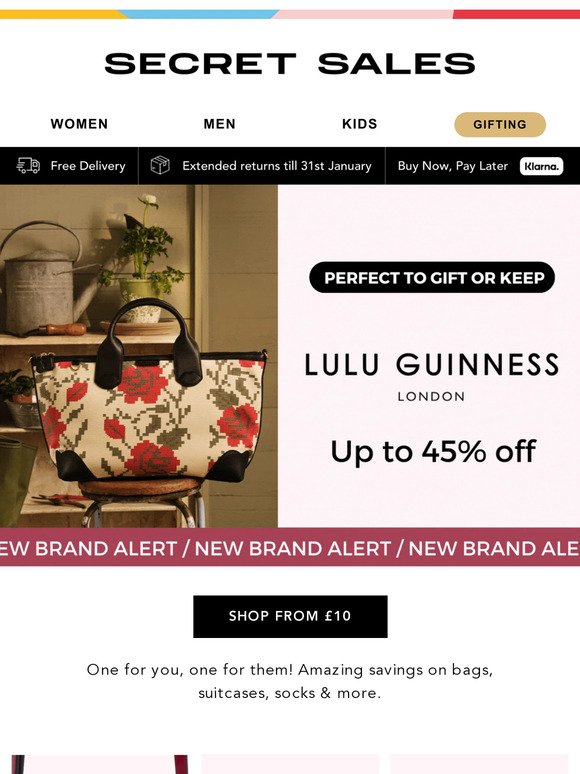 NEW BRAND alert! Up to 45% off Lulu Guinness - Don't miss this...
