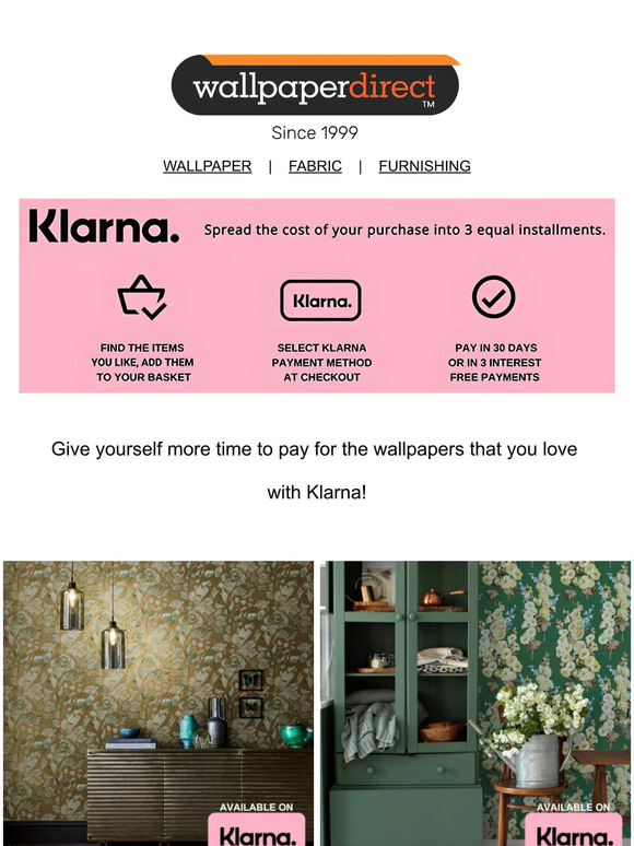 Wallpaperdirect UK Klarna Now Available... Milled