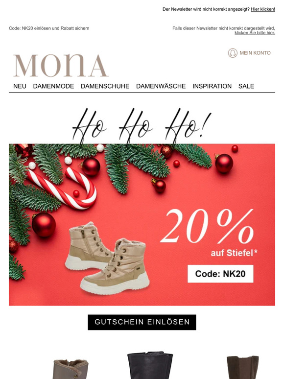 🎅👢 Nikolaustag: 20% Gutschein auf Stiefeletten & Stiefel sichern!