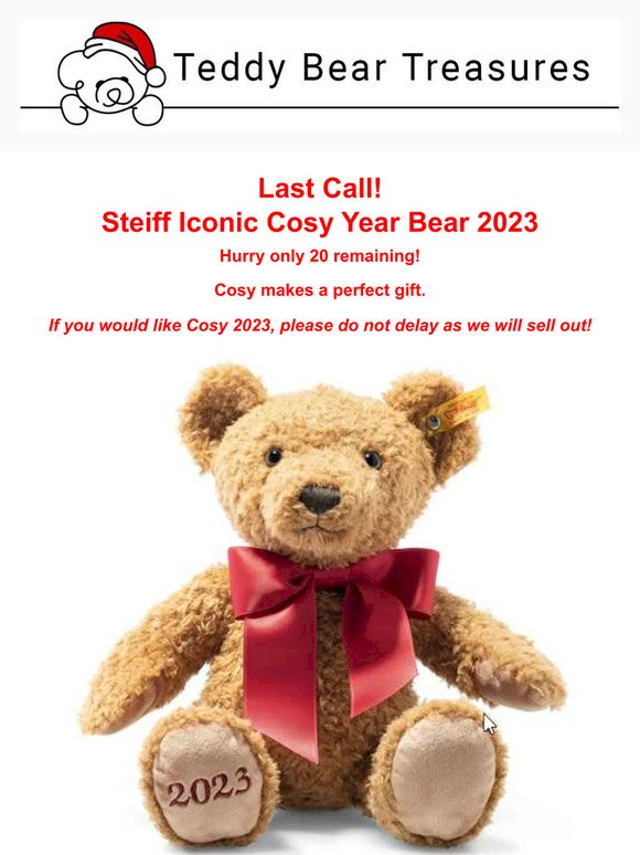 Last Call Steiff Cosy 2023 🧑‍🎄  Steiff 2024 Year Bear in Stock! 🧑‍🎄
