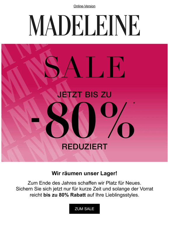 Wir räumen unser Lager! Jetzt bis zu -80%!