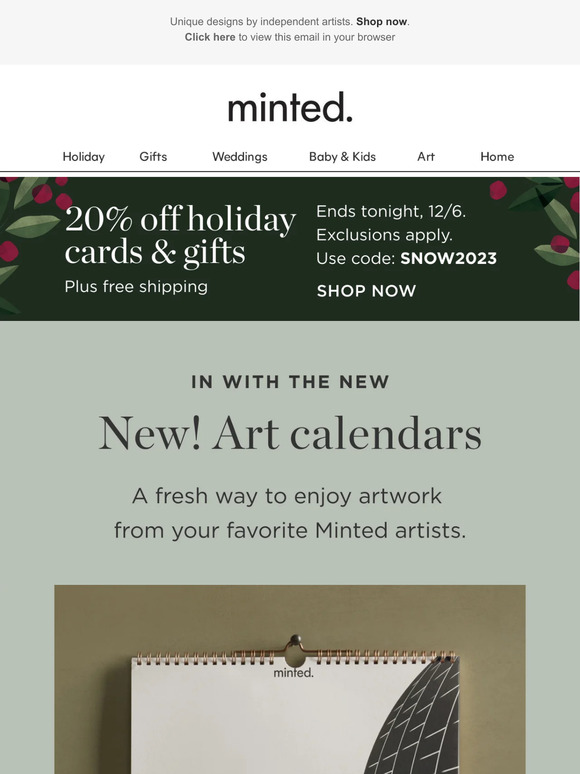 Minted New! 2024 art calendars Milled