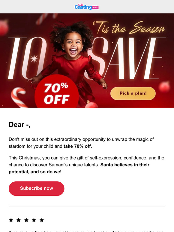 Jingle All the Way to Stardom: 70% Off