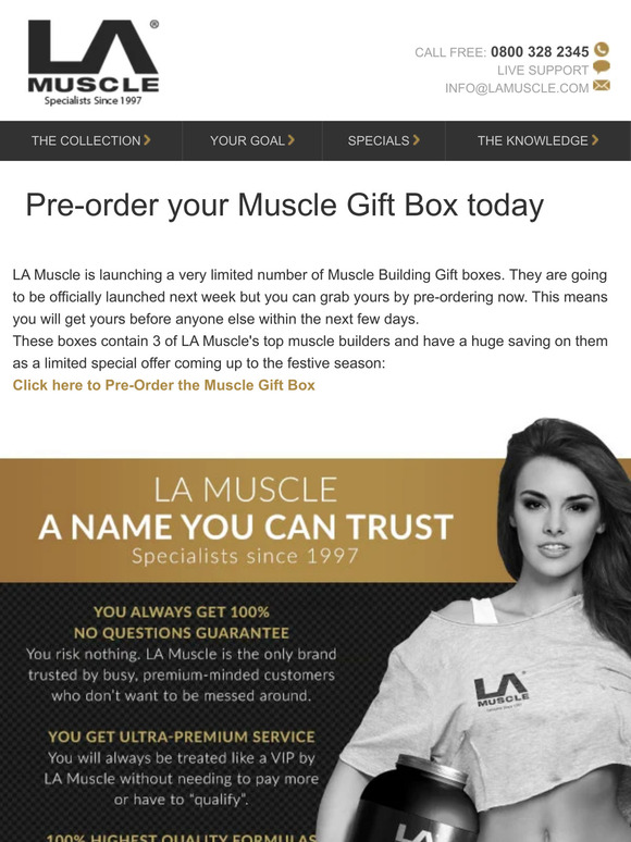 Pre-Order a very special LA Muscle Gift Box for Muscle Mass, grab it before anyone else