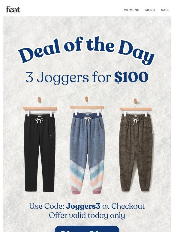 Deal of the Day: 3 Joggers for $100