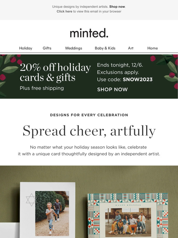20% off holiday cards for every celebration