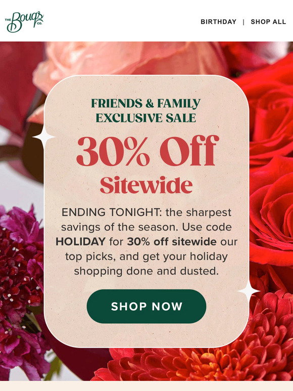 Bouqs: DON’T MISS OUT: 30% off for our friends! | Milled