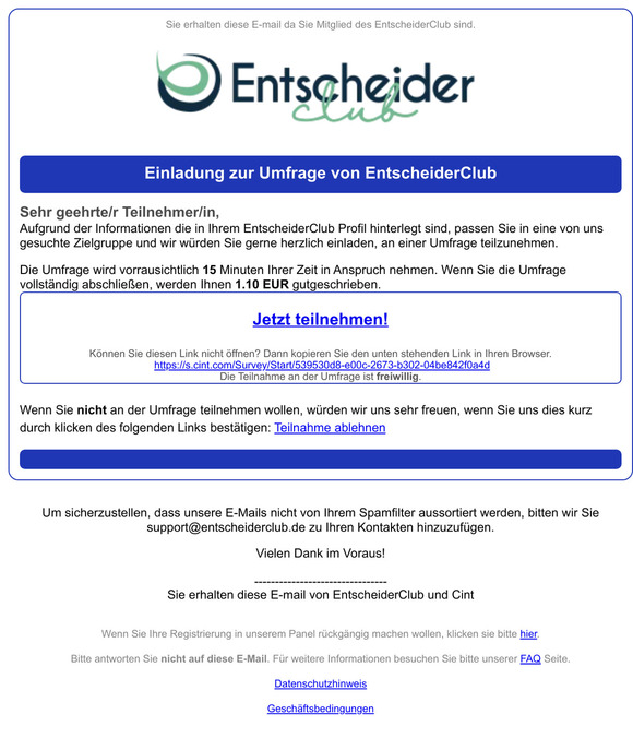 1.10 EUR für Ihre Meinung - 3777175