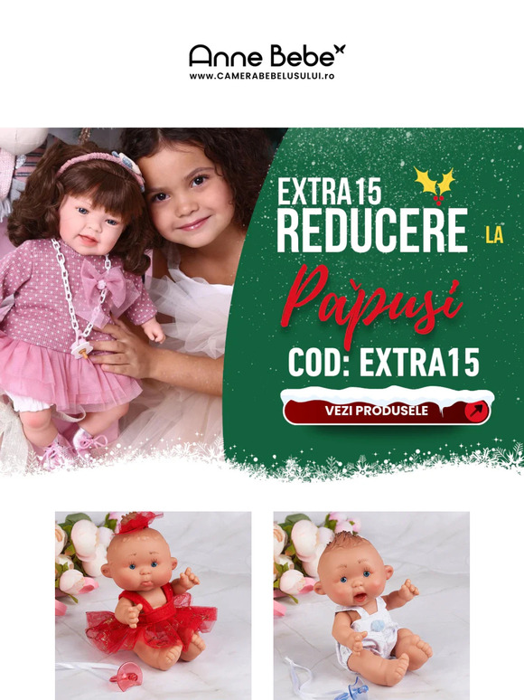 🎄🎁 Extra15% Reducere la Păpuși! Surprize Magice de Crăciun! 🌟