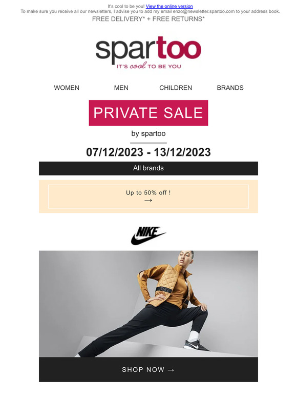 7 days of madness! Up to 50% off Nike, Ash and Tommy Hilfiger with free delivery