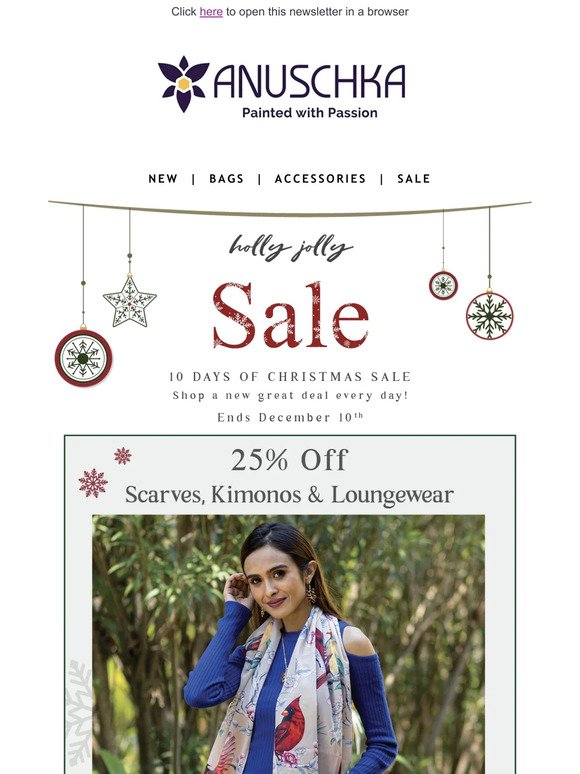 10 days of Christmas 🎉 25% off Scarves, Kimonos & Loungewear Today