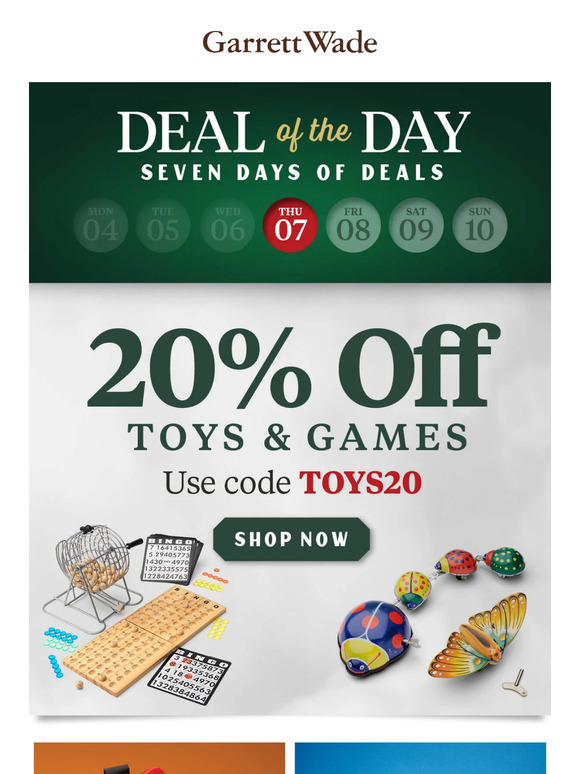 20% off all toys & games starts NOW!