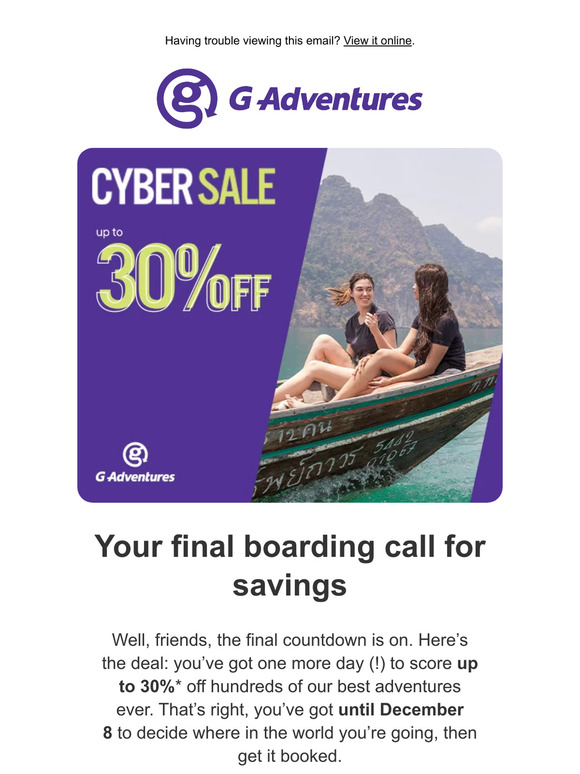 Cyber Sale ends tomorrow!