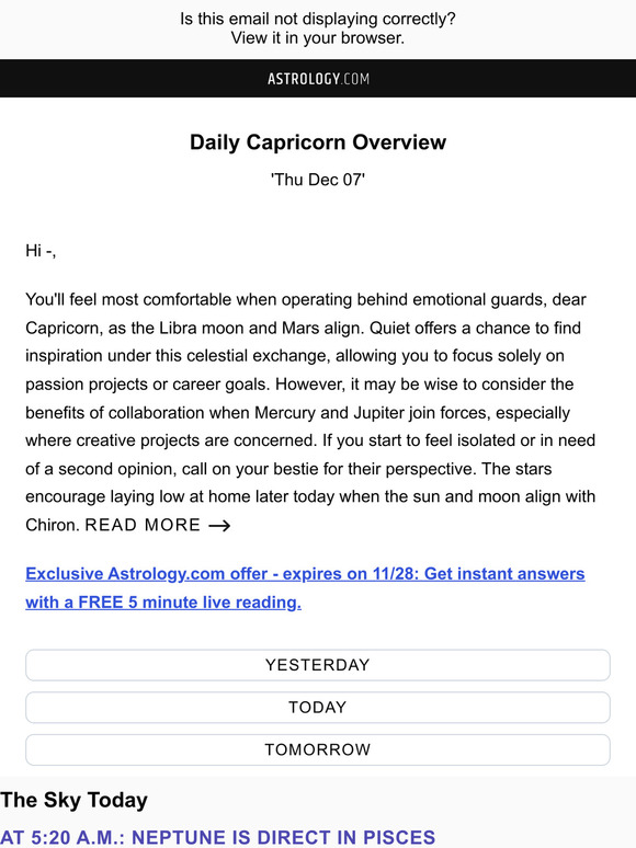 —, Your Daily Horoscope Overview - Thu Dec 07