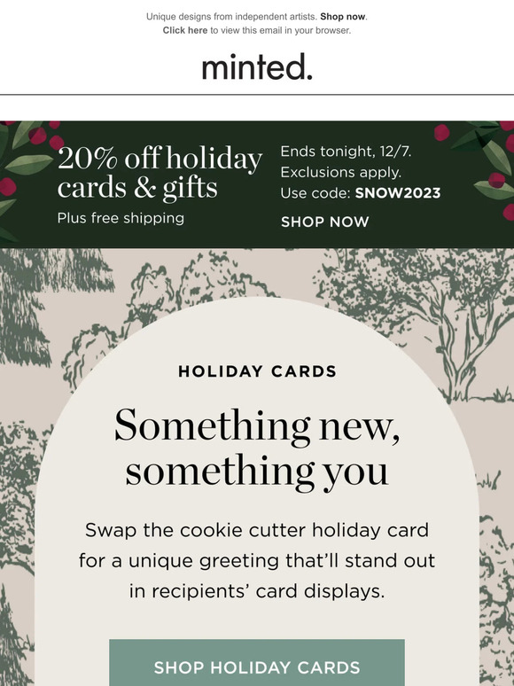 20% off unique holiday cards, anyone?