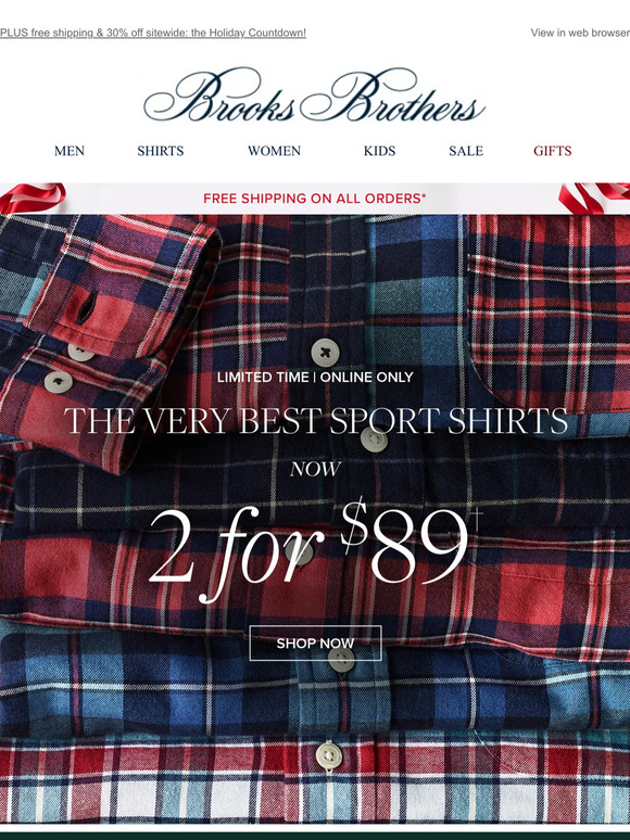 STARTS NOW: Sports Shirts 2 for $89!