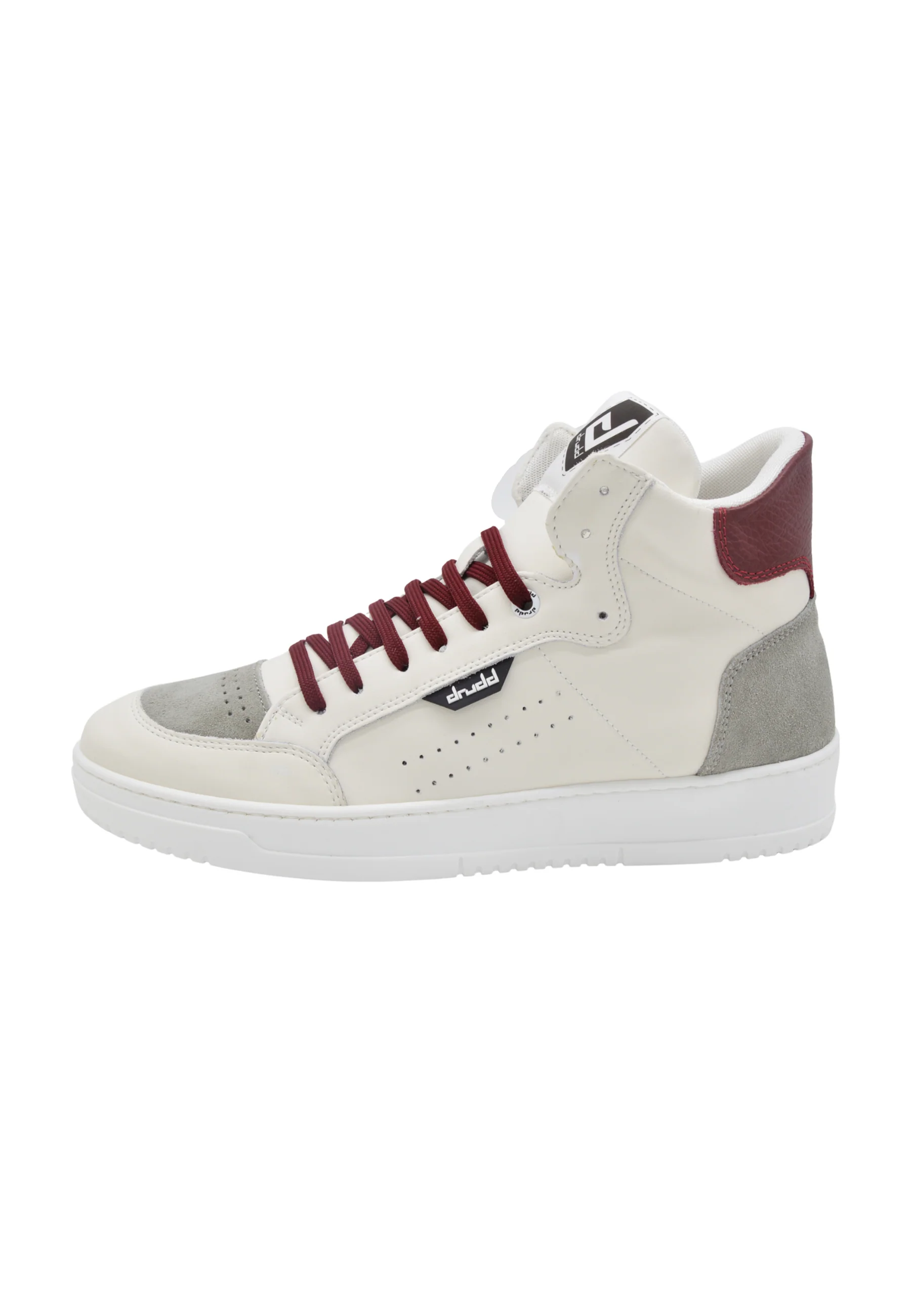 Image of Sneakers Pelle Bianca e Bordeaux - D-322