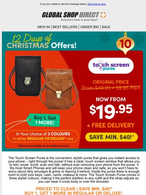 Get 2 Touch Screen Purses For Only $19.95 - Originally $59.90 inc P&H