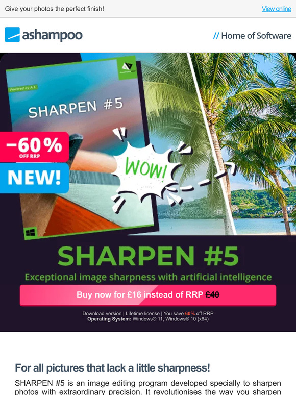 Ashampoo SHARPEN 5 — Exceptional image sharpness with artificial