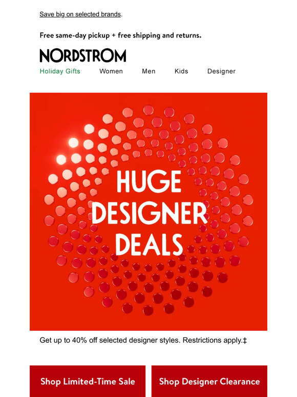 Up to 40% off designer styles
