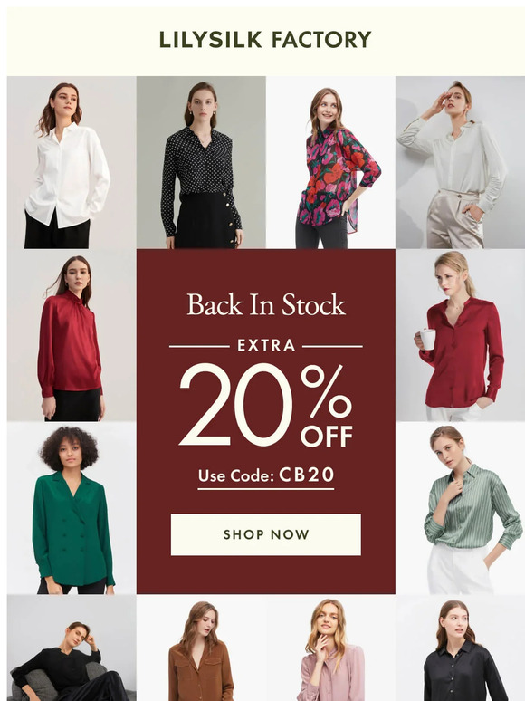 LILYSILK Factory: Basic blouses are back in stock