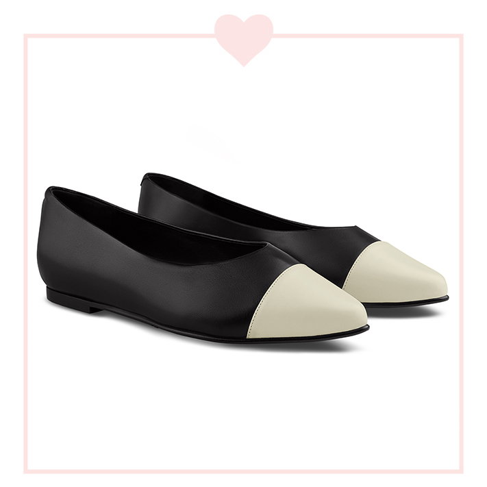 Pointy Ballerina mit Kontrastspitze Schwarz