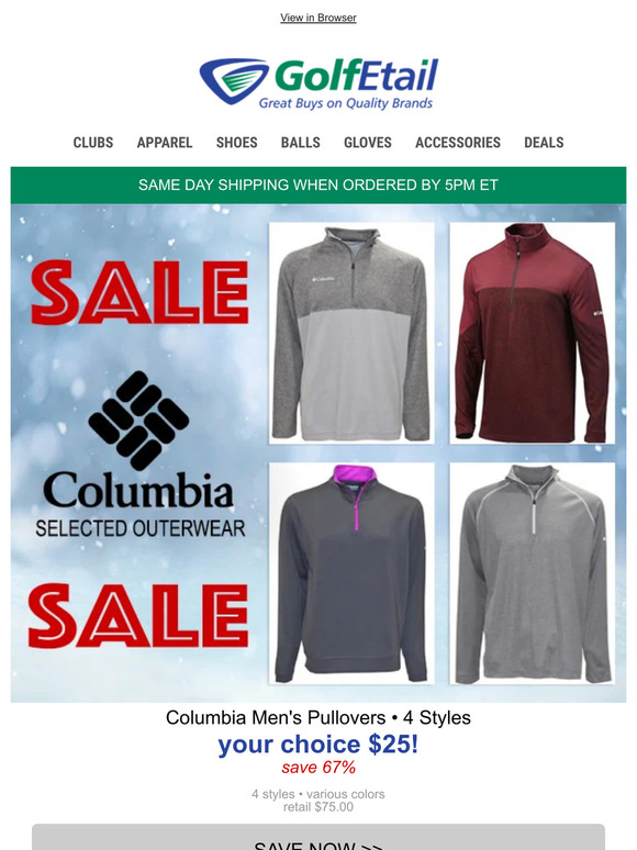 Columbia Outerwear Sale $25! 4 Styles to Choose from • On Sale Today