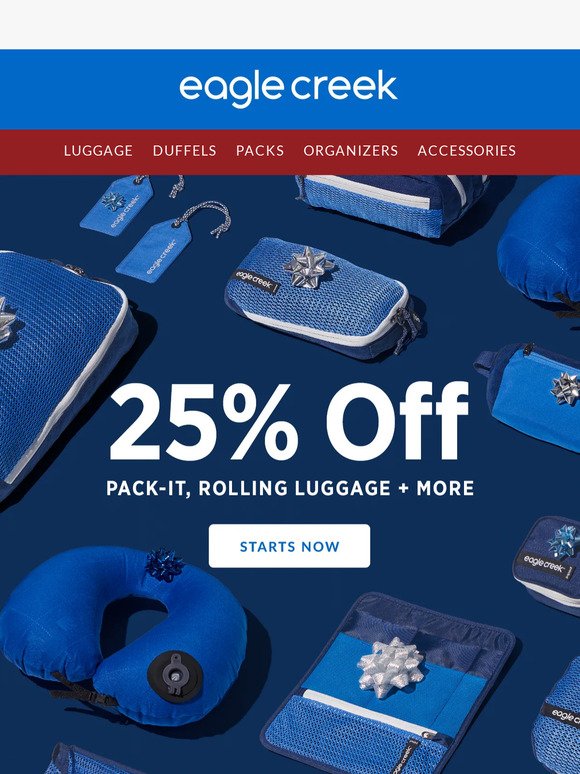 Updated Holiday Deals! 25% Off Travel Gear