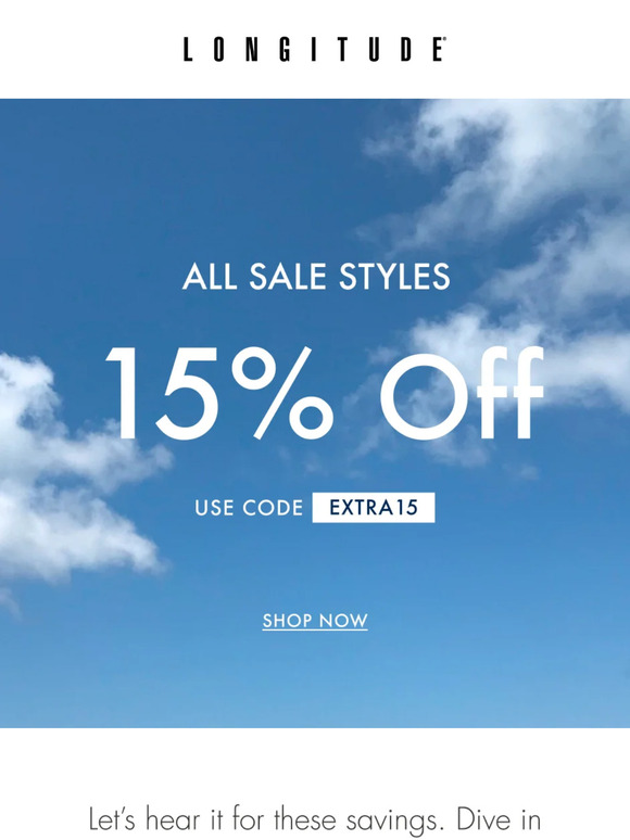 Too good to miss: 15% off sale!