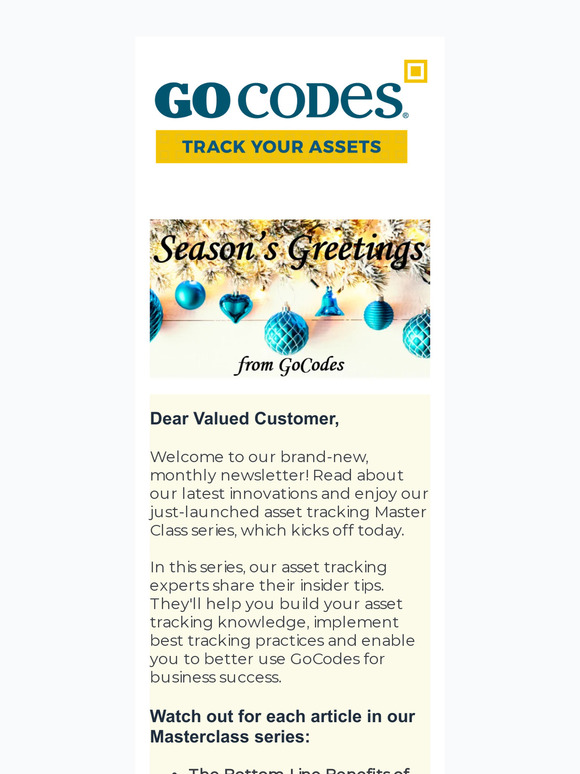 GoCodes December Newsletter