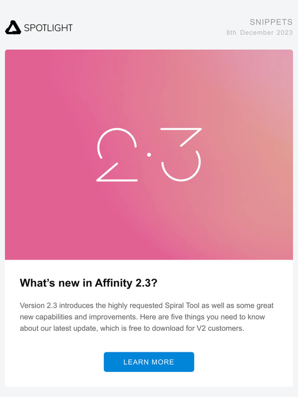 Spotlight: 5 things you need to know about Affinity 2.3
