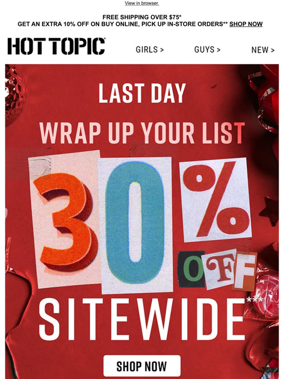 30% Off sitewide ends TODAY ⏳   Time to wrap up your list ⏳