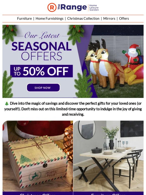 🎄 Our Latest Seasonal Offers – Up to 50% Off! 🎄