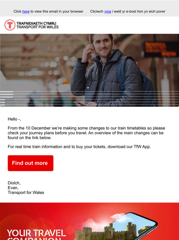 Timetable change Sunday 10 December 2023