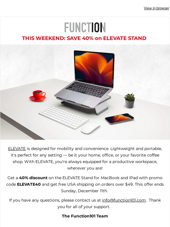 Level up your workspace with 40% off the ELEVATE Stand