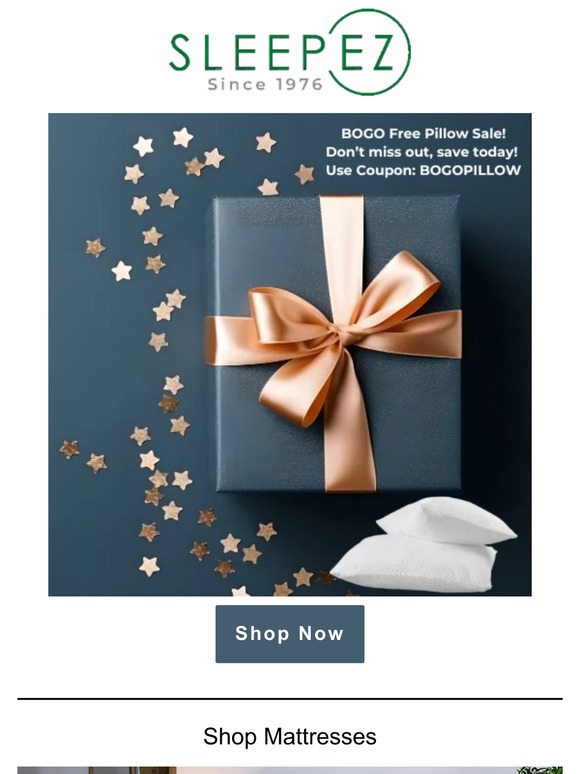 BOGO FREE LATEX PILLOW!! Holiday Sale, Save Now!