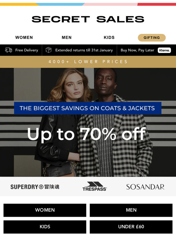 Now up to 70% off coats & jackets! Waterproofs, puffers, hooded...