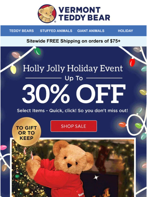 Vermont Teddy Bear Company Up To 30 OFF! MadeToLastGifts! Milled