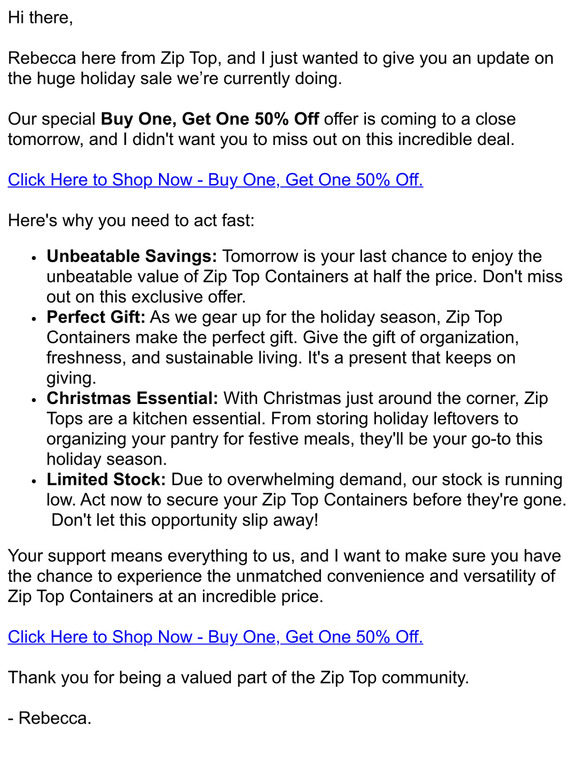 Our Holiday Sale Ends Tomorrow