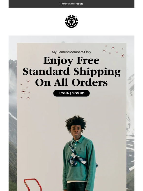 Free Standard Holiday Shipping For MyElement Members