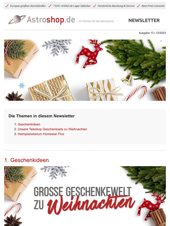 🎄🎁 Geschenkideen | Unsere Teleskop Geschenksets zu Weihnachten | Heimplanetarium Homestar Flux 🔭