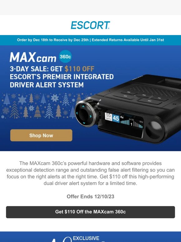 3-Day Sale: Get $110 Off Escort's Premier Integrated Driver Alert System