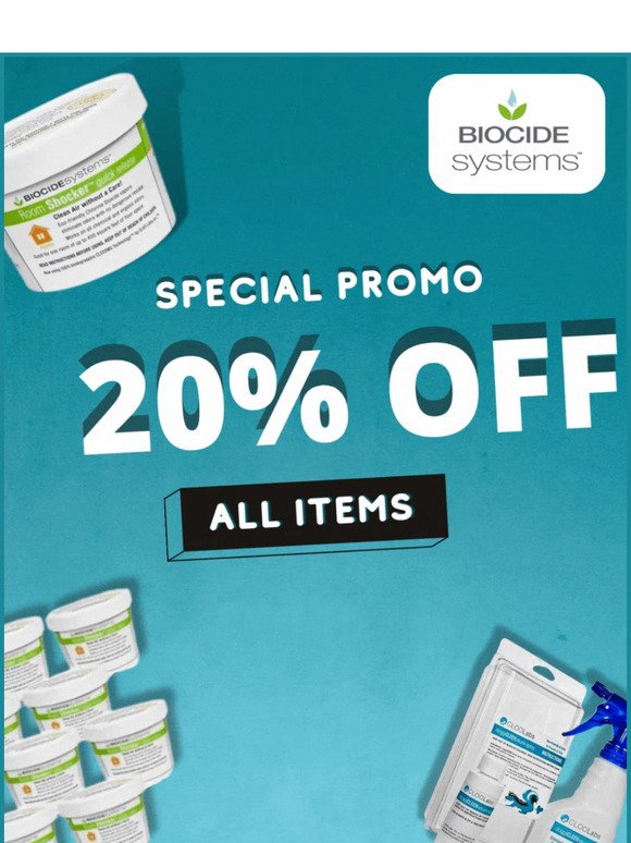 Save Big Now - 20% Off Everything at BioCide Systems!