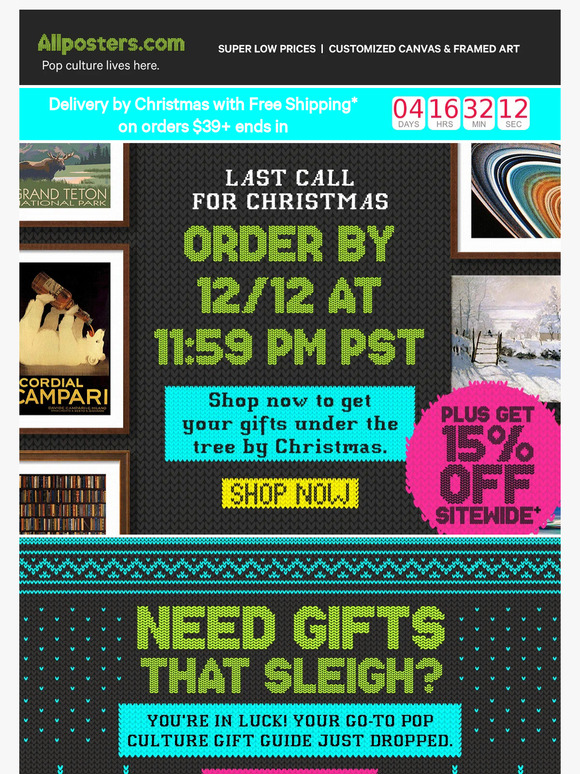 Hurry to get gifts 15% off AND they arrive by the holidays