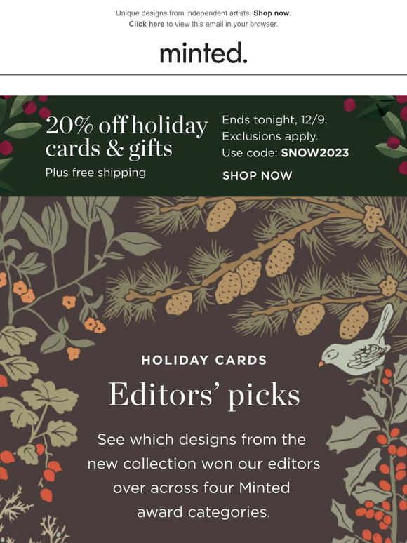 20% off editor-approved holiday cards